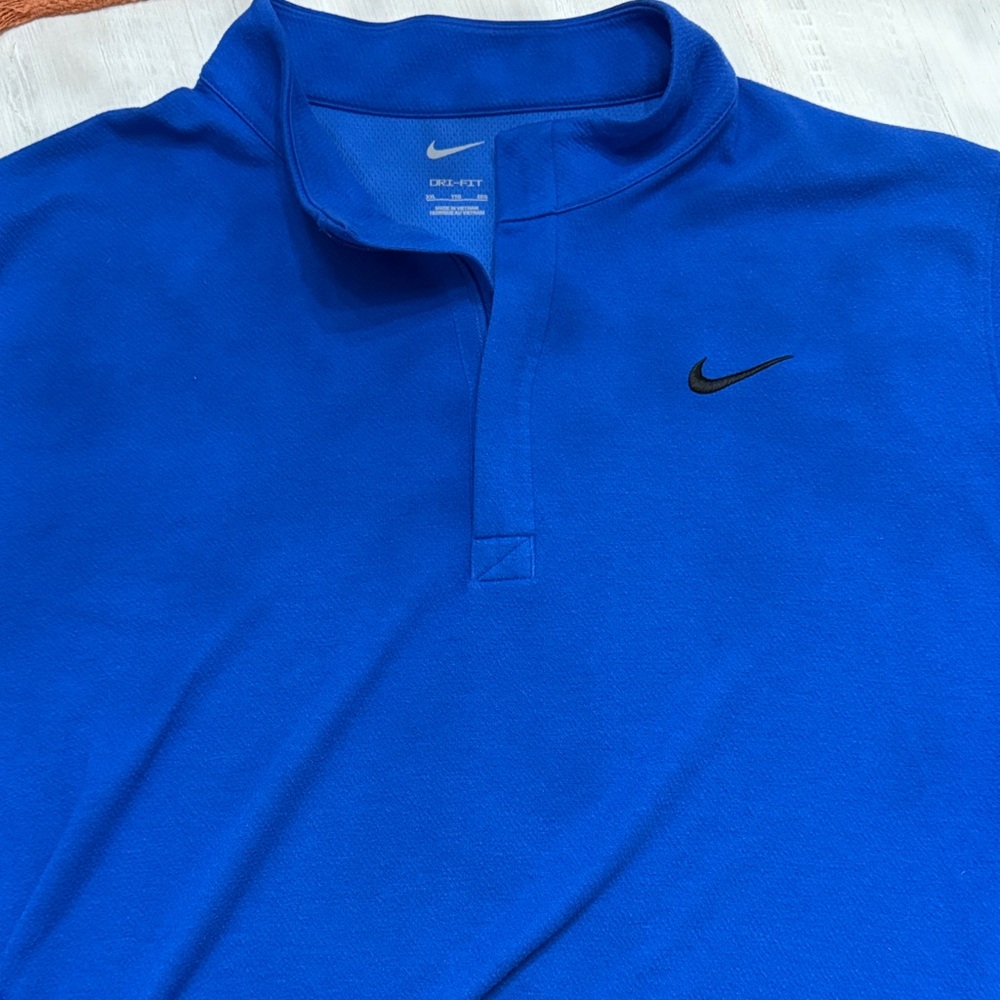 Nike Dri-Fit Fleece 1/4 Zip Royal Blue Polo Shirt